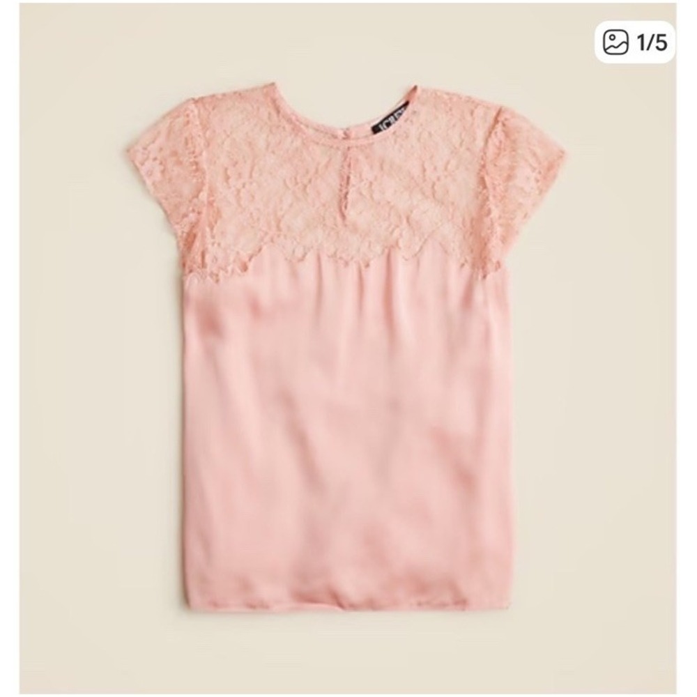 J. CREW Satin & Lace Top in PINK Sz. Medium‎ - NEW Business Casual. Career Wear